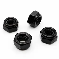 Premium Black Nylon Insert Self - Locking Hex Nut - 304 Stainless Steel - M3 100pcs (Black carbon steel)