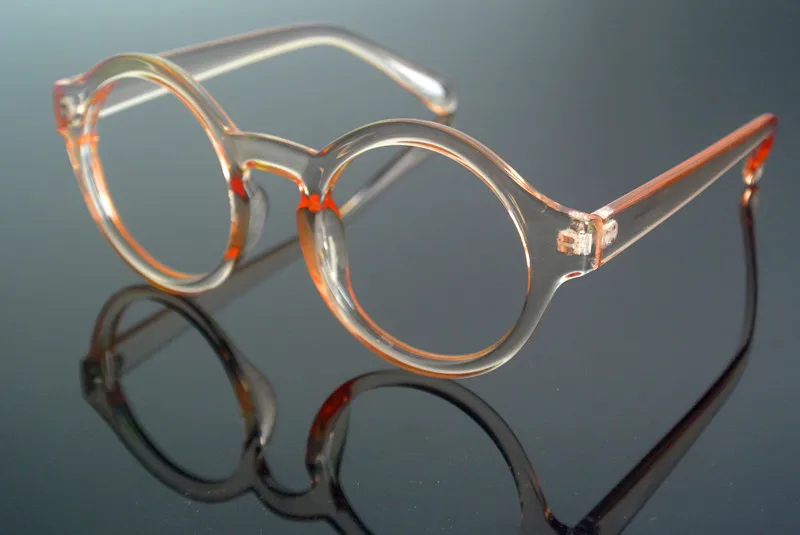 Vintage Round Tea Transparent Eyeglass Frames men women without lenses