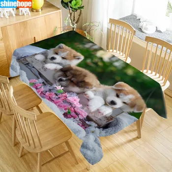 

Animal Pattern Tablecloth Dog Akita Table Cloth Dustproof Washable Cloth Rectangular Table Cover for Home table Decor