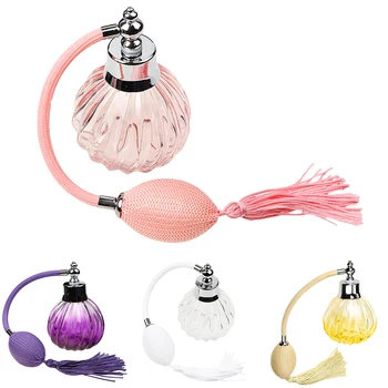 

MagiDeal 1Pc Vintage Empty Glass Cologne Bottle with Long Atomizer Spray Pump for Women Girls Novelty Travel Gift 100ml 4Colors