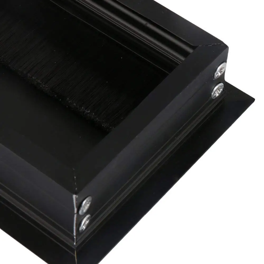  16cm Black Aluminum Alloy Table Desk Rectangle Wire Cable Grommet Hole Cover Outlet Port with Black