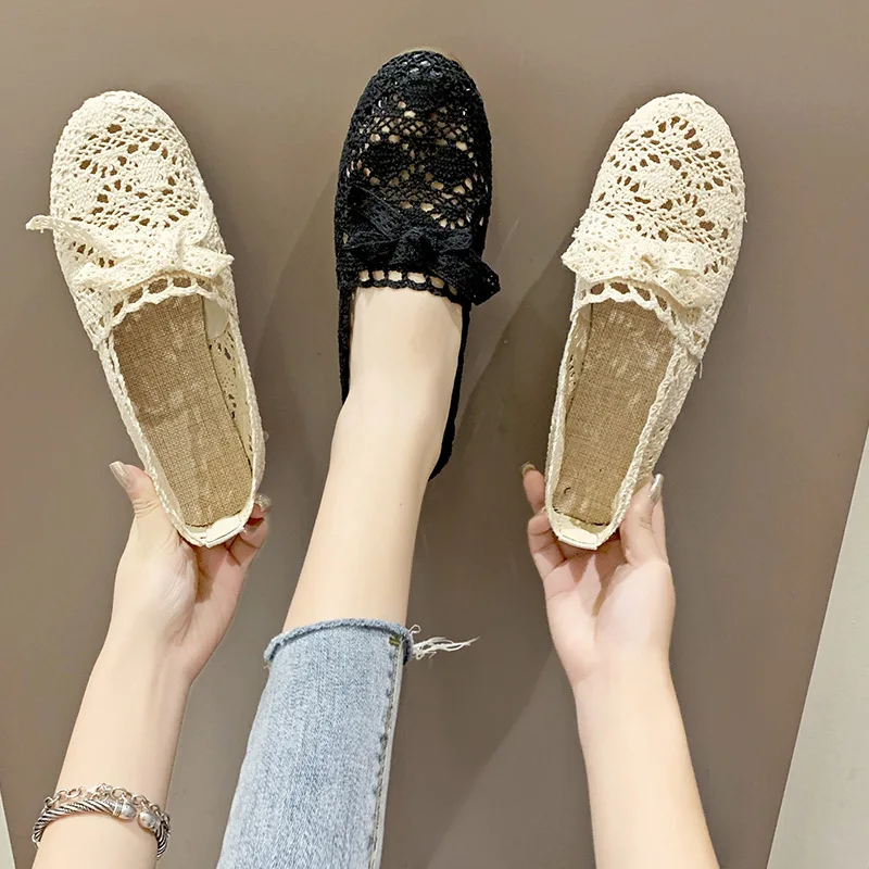 

2019 autumn new fashion simple solid color fisherman shoes women comfortable mesh hollow breathable casual shoes