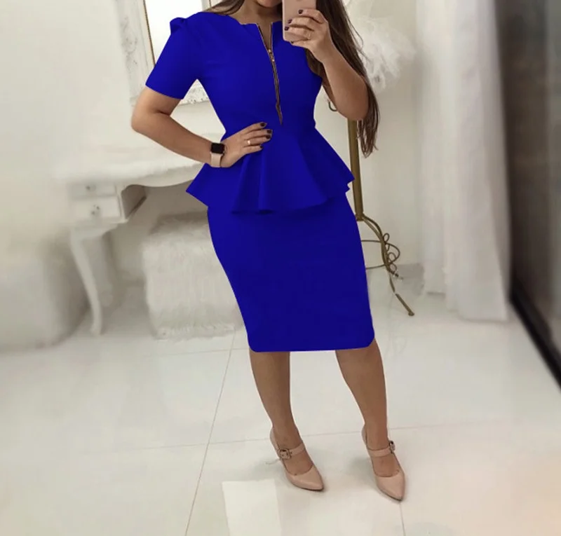 blue work dresses