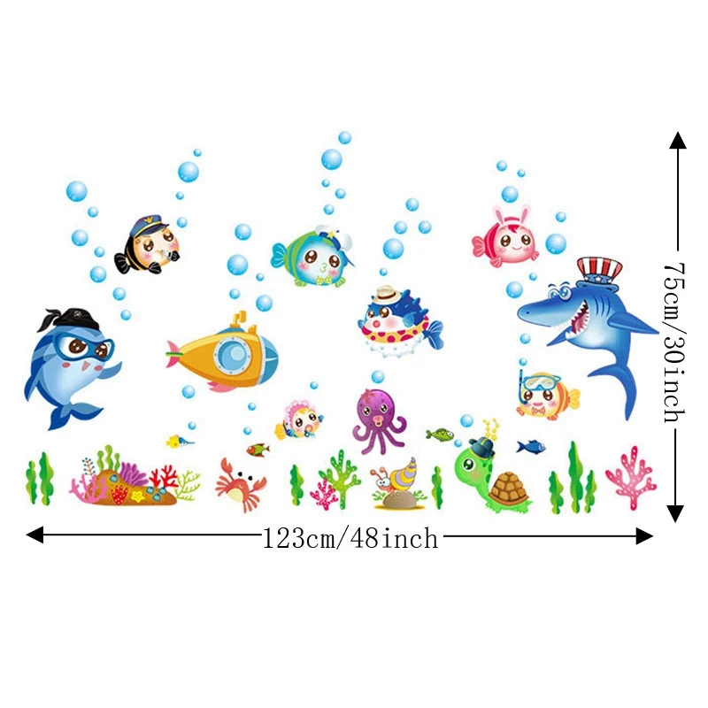 Zs наклейка 42x140 см мультяшная рыбка Наклейка на стену s ванная комната Домашний декор для детской комнаты Наклейка на стену