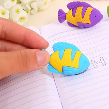 

GREENHOW Novelty colorful small fish rubber eraser kawaii creative stationery school office supplies gifts for kids