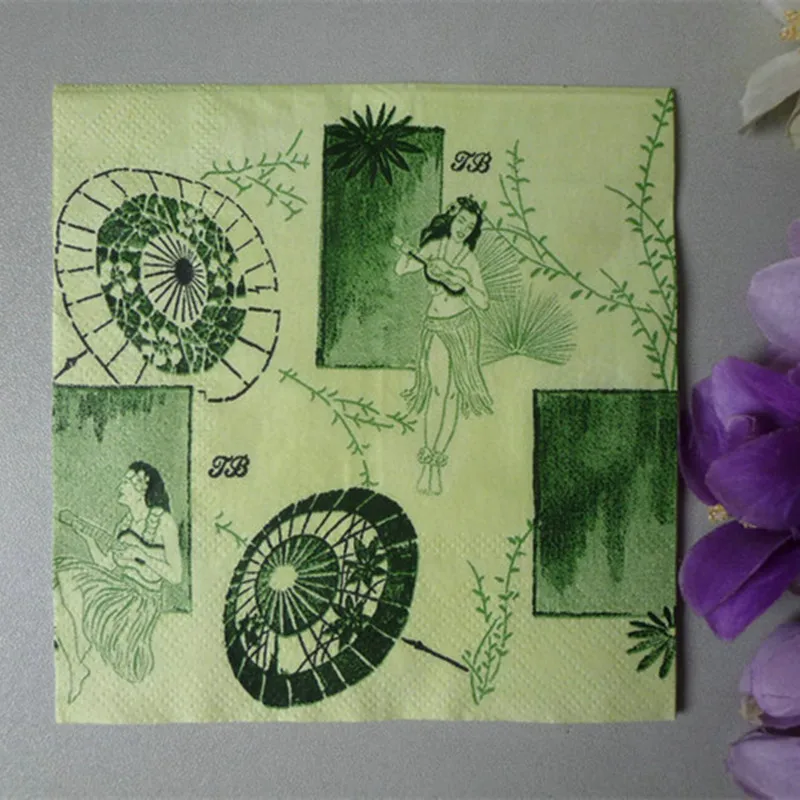 4 Vintage Table Paper Napkins for Decoupage Lunch Party Little Girl /& Umbrella
