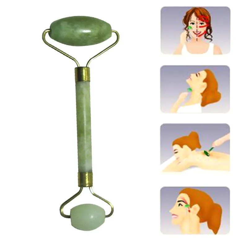 Roller Face Thin massager Natural stone Jade Facial Double Head Beauty Massage Slim Neck Body Relaxation Lift Tools