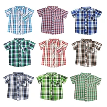 JOMAKE/рубашки для мальчиков; Новинка года; летняя повседневная одежда для маленьких мальчиков; классические детские рубашки в клетку с короткими рукавами; красивый костюм для детей