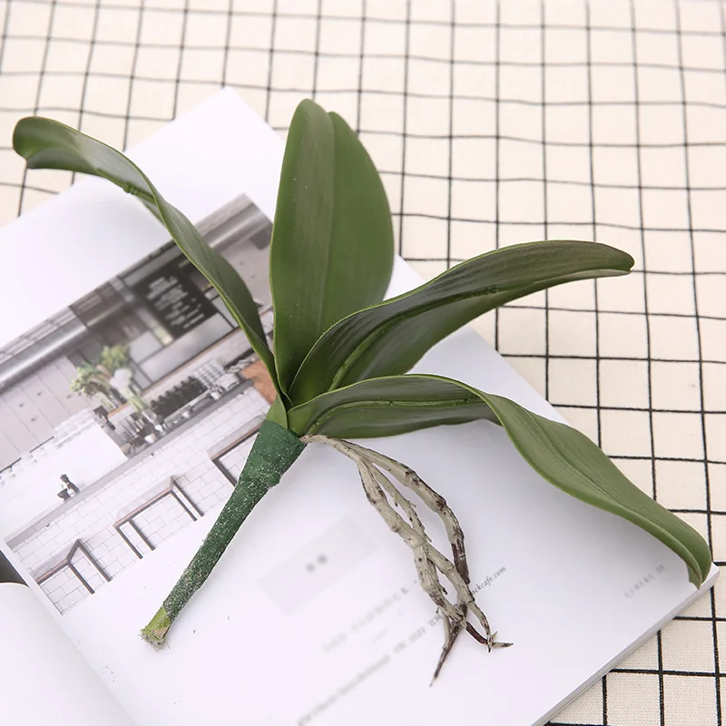 

Phalaenopsis Butterfly Orchid Leaves Silk Artificial Plants Home Decor Decal Realistic 25cm Fake Useful Practical