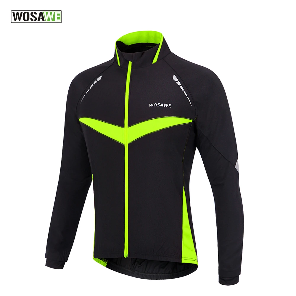 ФОТО WOSAWE Windproof Waterproof Cycling jacket Long Sleeve Jersey Winter Autumn Warm Up Clothing Cycling Wear Reflective Jackets