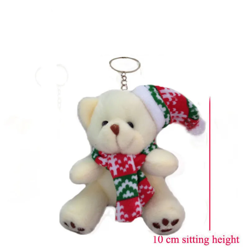 10cm 10pcs Cute Sitting Bear Plush Toys Christmas Bear Key Bag Pendants Dolls DIY Xmas Tree Home Flower Bouquet Gift  (2)