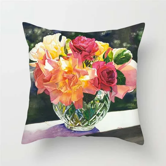 Fuwatacchi, разнообразная Цветочная Подушка, наволочка для Парижа, романтическая наволочка для подушки, розовый, красный цветок, декоративная наволочка для дивана, домашний декор - Цвет: PC06825