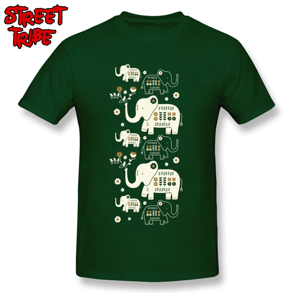 O Neck Folksy Elephants Cotton Fabric Male T-shirts Printing Short Sleeve Tees Funny Design Sweatshirts Drop Shipping Folksy Elephants dark