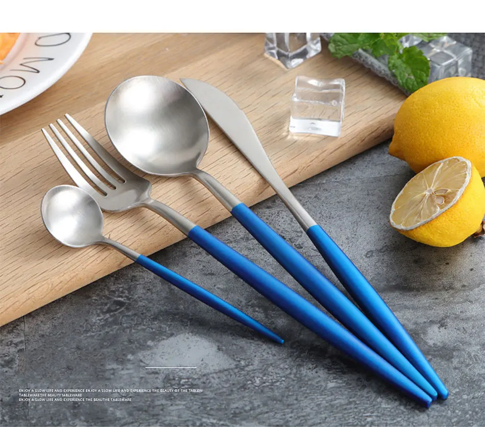Luxury 304 Stainless Steel Tableware Set Black Rose Gold European Western Food Dinnerware Sets knife Forks Black Cutleries 4pc (17)