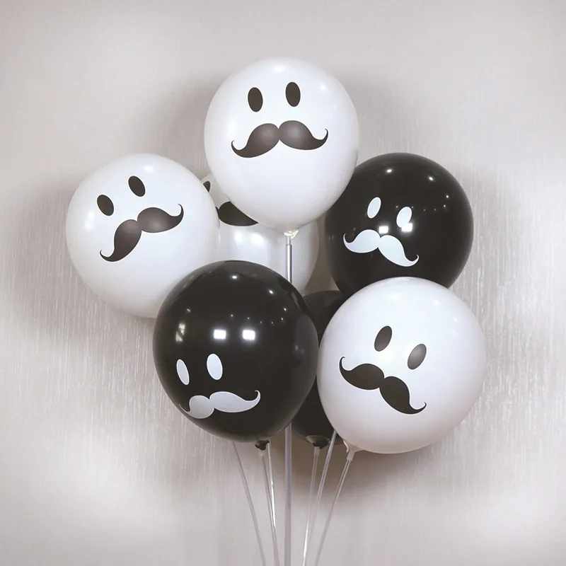 

100pcs/set 12inch White Black Moustache Beard Air Balls Wedding Party Home Decoration Birthday Christmas Decor Supplies Balloons