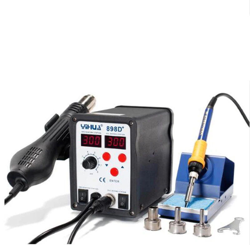 Soldering Iron Station Hot Air Gun Yihua 898d+ For Motherboard Welder Solder Rework Station Cell