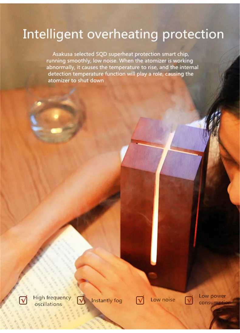 Новые деревянные Книги по искусству увлажнитель воздуха DC24V бытовой Спальня увлажнитель воздуха светодиодный свет аромат эфирного масла