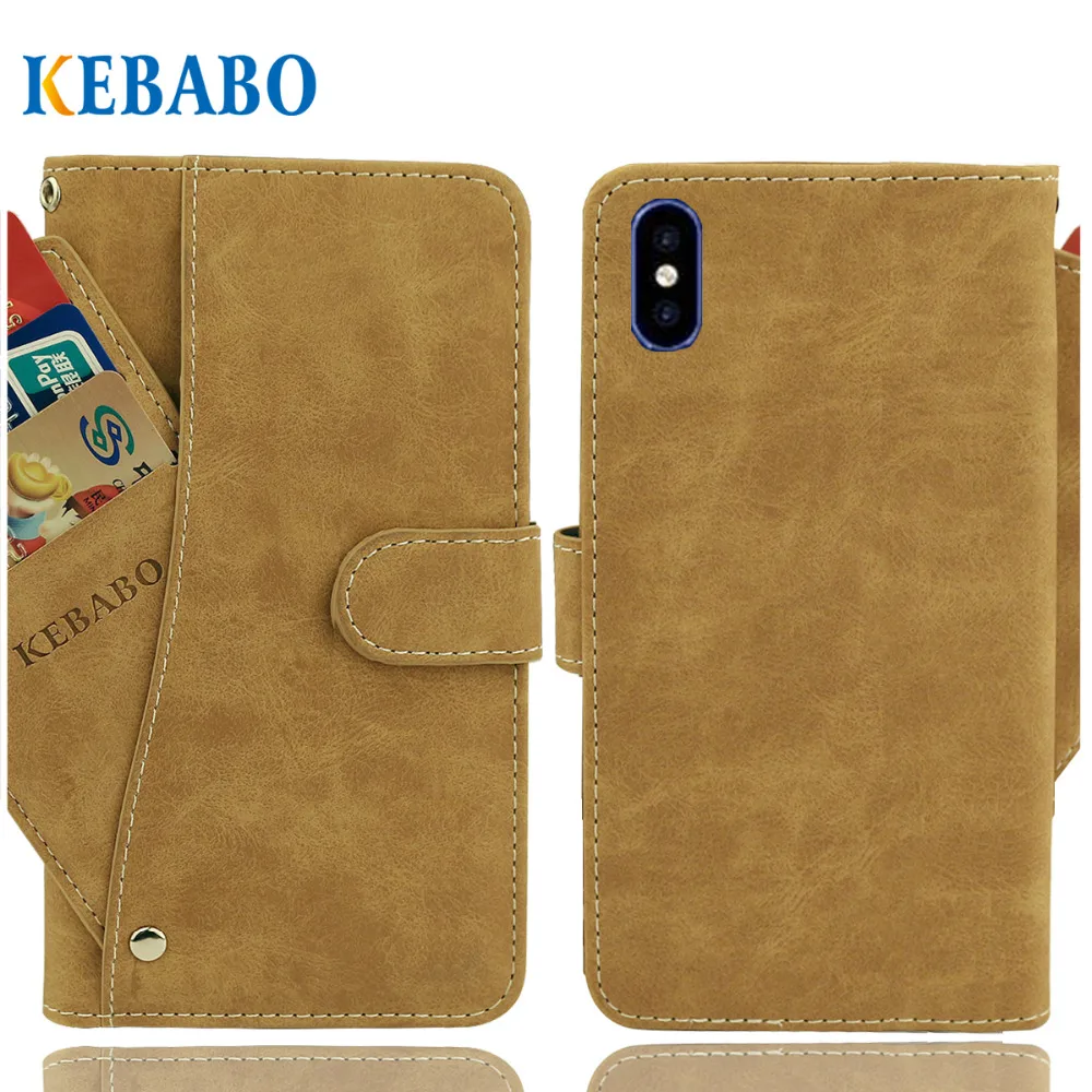 Кожаный бумажник Doogee X55 чехол 5 &quotФлип винтажные Кожаные чехлы с отделениями для
