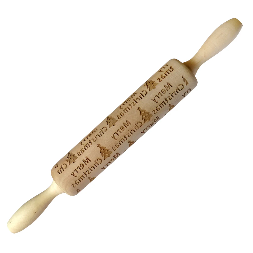Wooden Merry Christmas Rolling Pin Engraved Rolling Pin Embossed Rolling Pin
