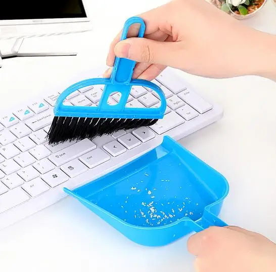 

2pcs/set Hot sell mini desktop Cleaning Brush clean sweep Keyboard Brush with dustpan Fingerboard Brush Small Broom Brush Set
