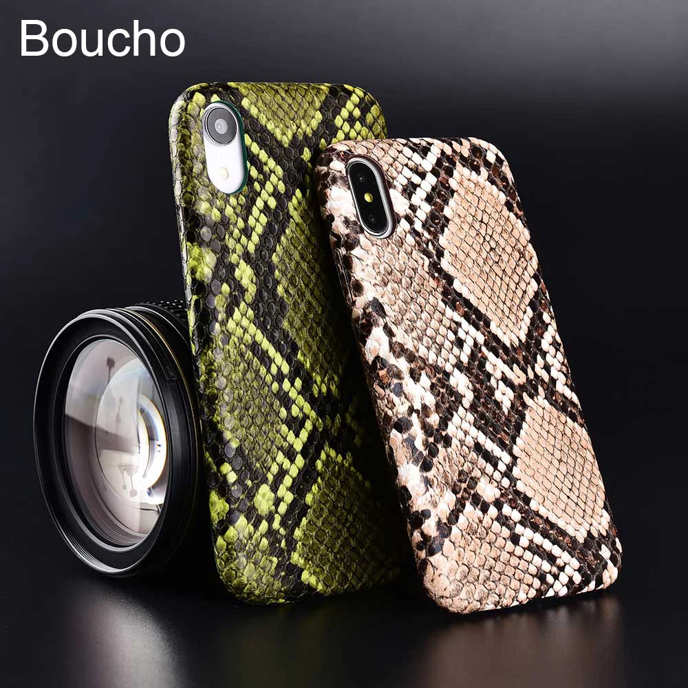 Мягкий чехол Boucho для телефона iPhone 12 11 pro max ультратонкий кожаный из змеиной кожи