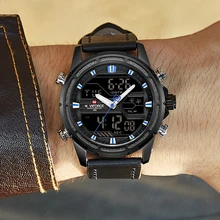 NAVIFORCE Лидирующий бренд Для мужчин Военные Спортивные часы кожа светодиодный цифровой кварцевые наручные часы Водонепроницаемый модные часы Relogio Masculino