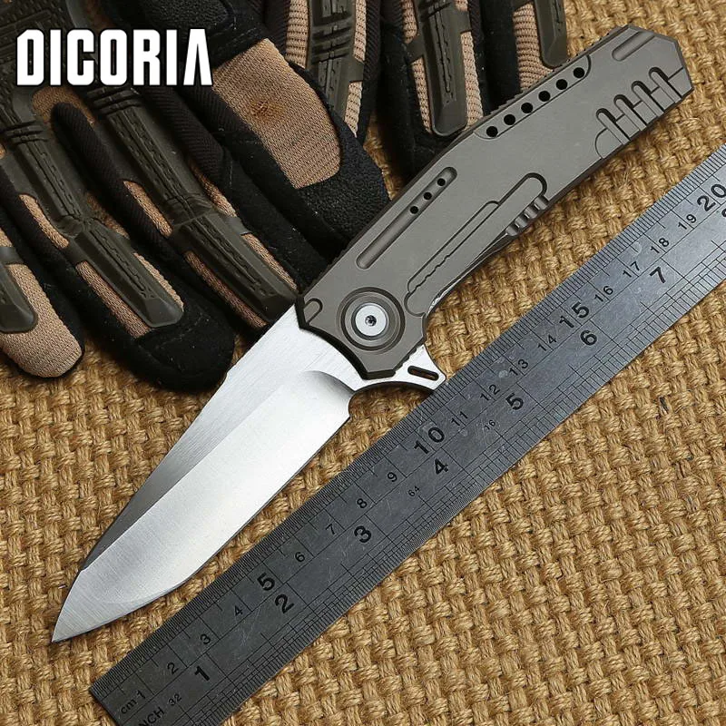 

DICORIA Mothership N690 blade tactical ball Bearing TC4 titanium folding knife camping hunting outdoor survival knives EDC tool