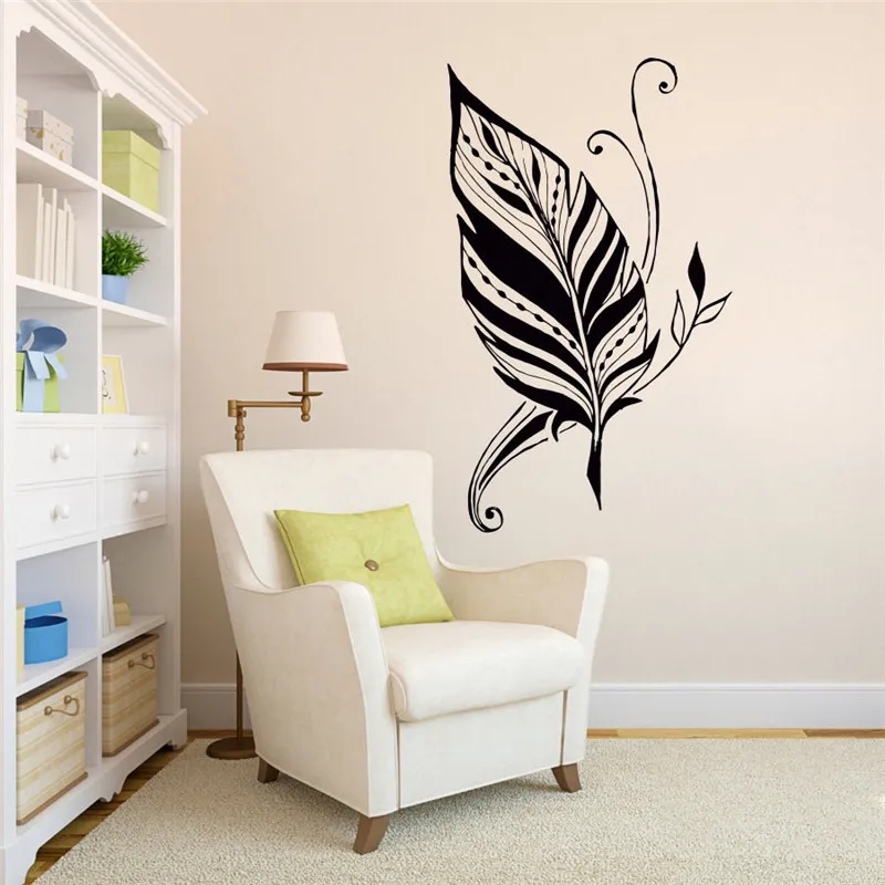 Hot Selling Beautiful Large Feather Wall Decals Home Modern Stylish Art