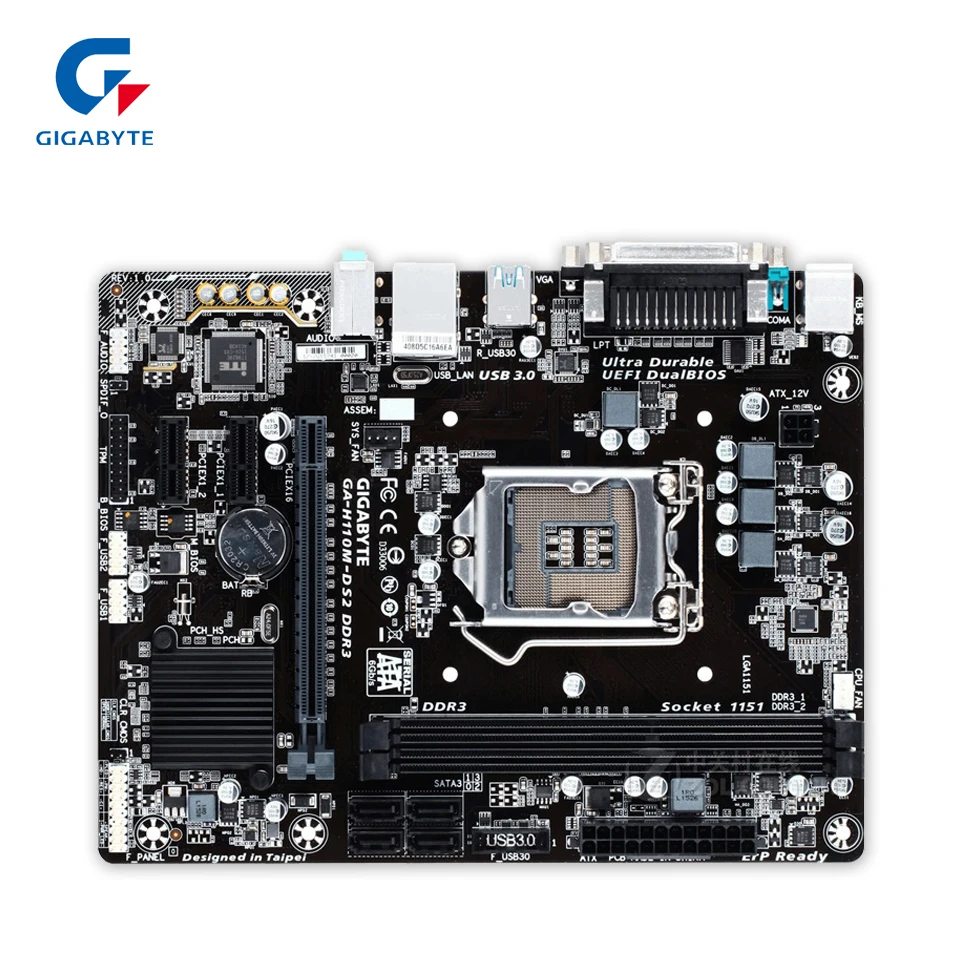 Gigabyte GA-H110M-DS2 DDR3 Original Used Desktop Motherboard H110M-DS2 DDR3 H110 LGA 1151 i3 i5 i7 Micro-ATX original gigabyte ga 945gm ds2 desktop motherboard 945gm ds2 945g lga 775 ddr2 micro atx 100% fully test