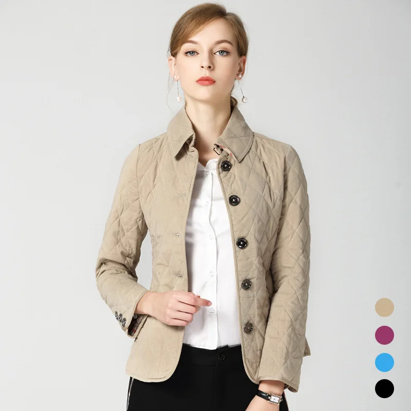 Noir kaki Printemps Revers Chaud Nouveau Burdully De Hiver bleu Losange pourpre Manteau Femmes Parka Veste 2018 Coton Automne Vêtements ETxFqZw