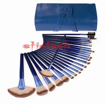 

by dhl or ems 50 sets 24 pcs/set Cosmetic brushes with blue case Professional Makeup Brush Kit Blue Wooden Handle Powder