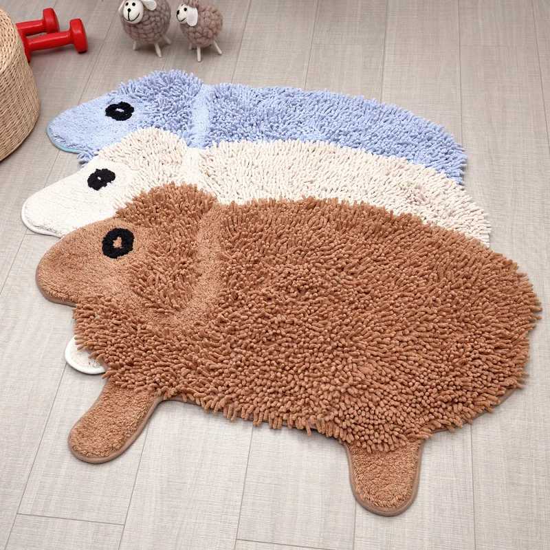 Cotton Chenille Bathroom Anti slip Mat Children Cartoon Sheep Baby