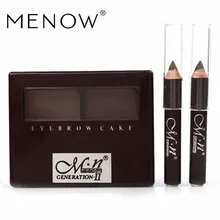 Menow двухцветная для бровей, кисть для нанесения пудры Водонепроницаемый натуральный глаз кисти для макияжа для бровей порошок набор для макияжа бровей, E12002