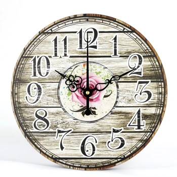 

Modern Design Vintage Clock Imitation Wood Grain Office Cafe Room decoration Clocks for Home Kitchen Wall Large Watch Wall Decor