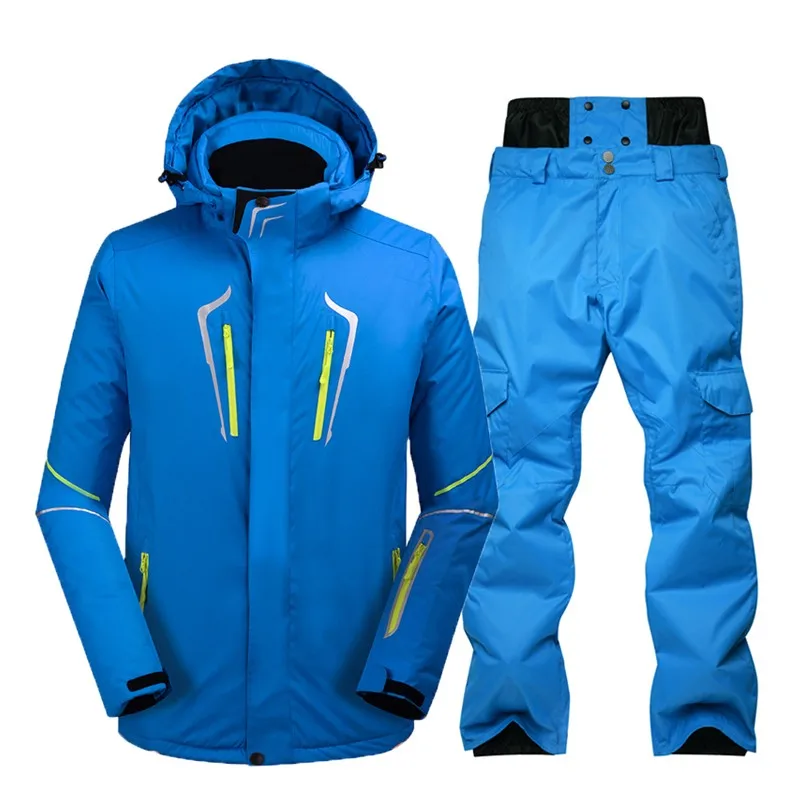 Профессиональный зимний мужской костюм для горного катания на лыжах, теплая куртка с высокой талией, зимние штаны, спортивный костюм для снежного спорта, спортивная одежда для кемпинга