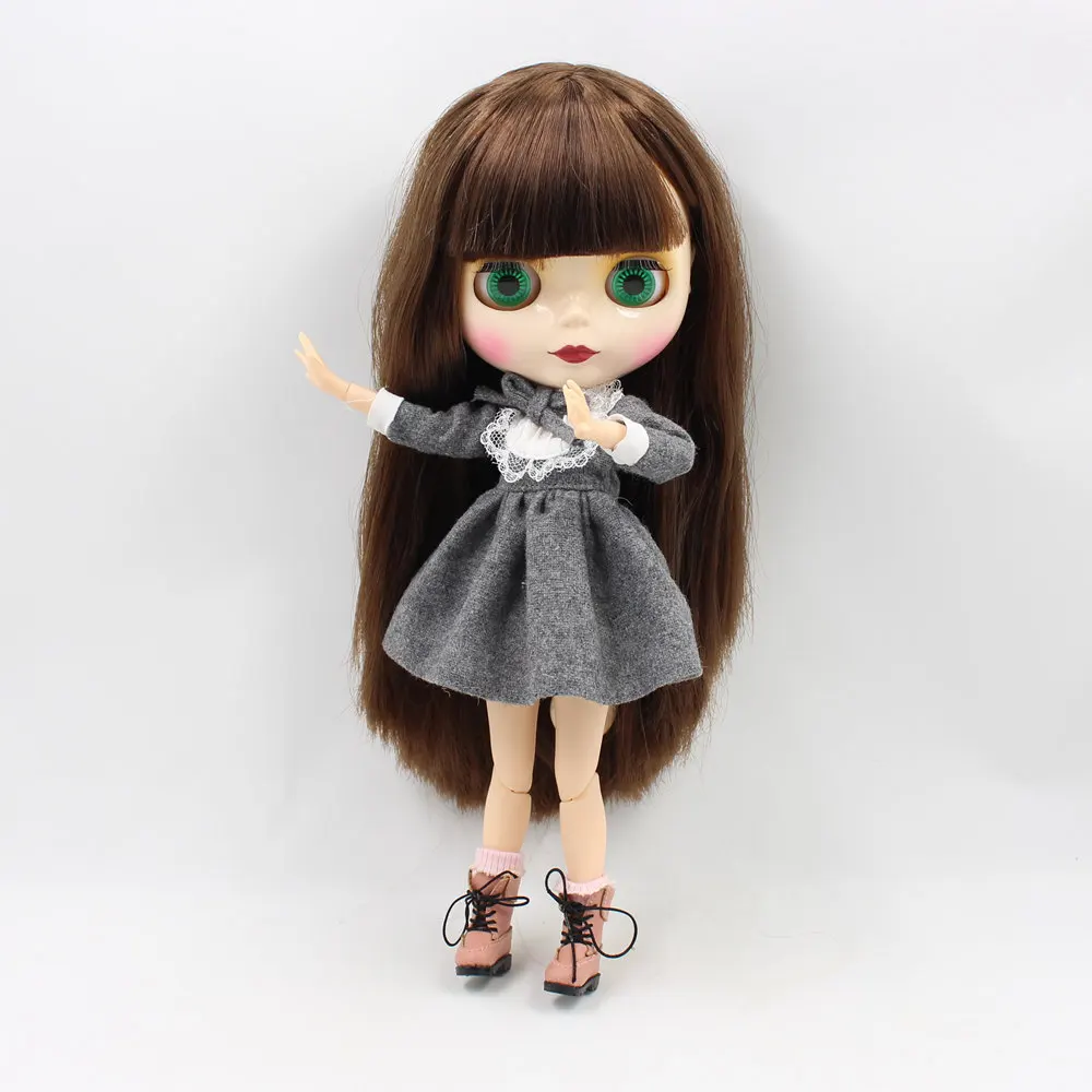 Ледяной DBS bjd куклы каштановые прямые волосы с челкой шарнирное тело из белой кожи