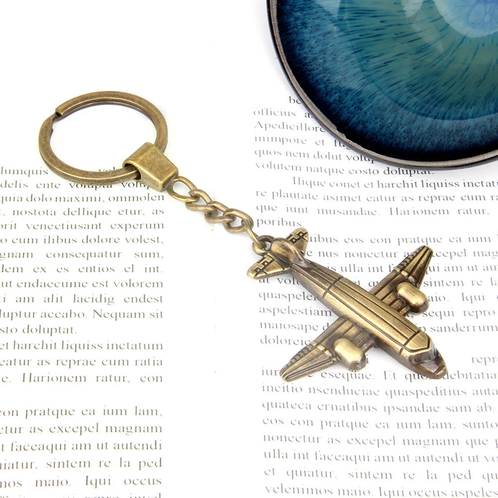 Fashion Airplane Charms Keyring Antique Bronze Aircraft Pendant Keychain Decor Accessories Ornament Jewelry