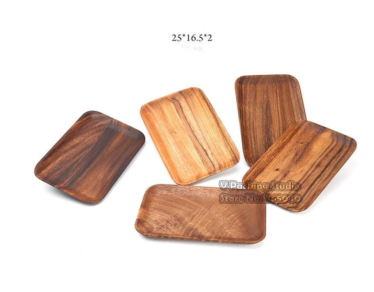 20pcs Wood Fruit Plates Rectangular Tray Dried Trays Snack Candy Cake Holder Wooden Storage Dishes Kitchen Tool | Дом и сад