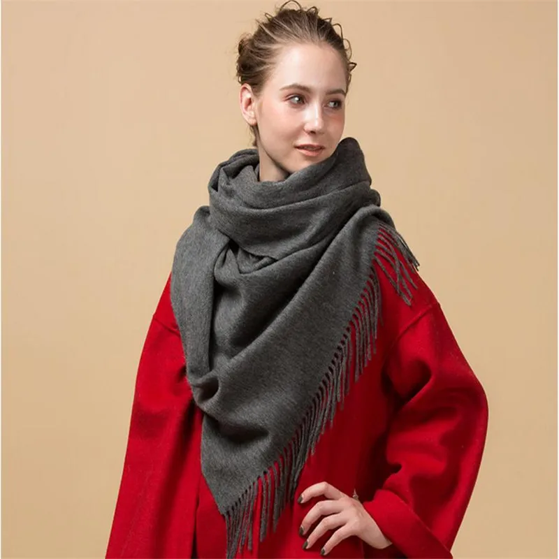 Хорошее качество Шерсть пашмины Модный зимний женский шарф люксовый бренд красочные вязаные теплые кашемировые пончо и накидки
