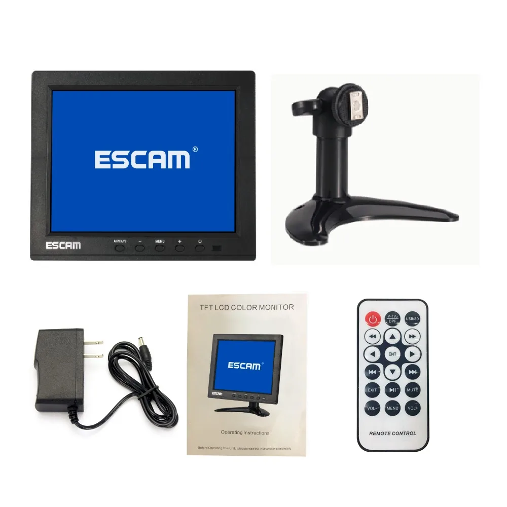 ESCAM T08 8 дюймов TFT lcd 1024x768 монитор с VGA HDMI AV BNC USB для ПК CCTV камеры безопасности