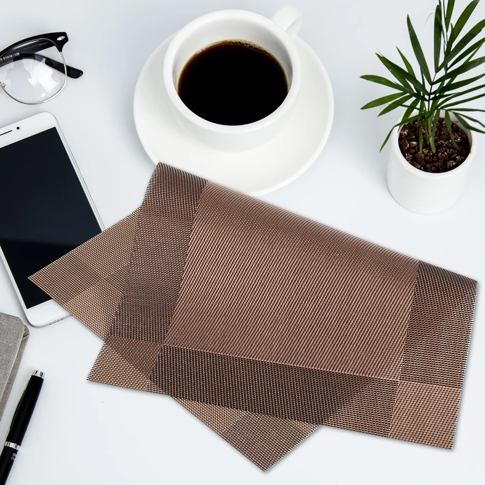 DREAMSOULE 6Pcs/Lots Table Mats for Dining Table PVC Weave Heat
