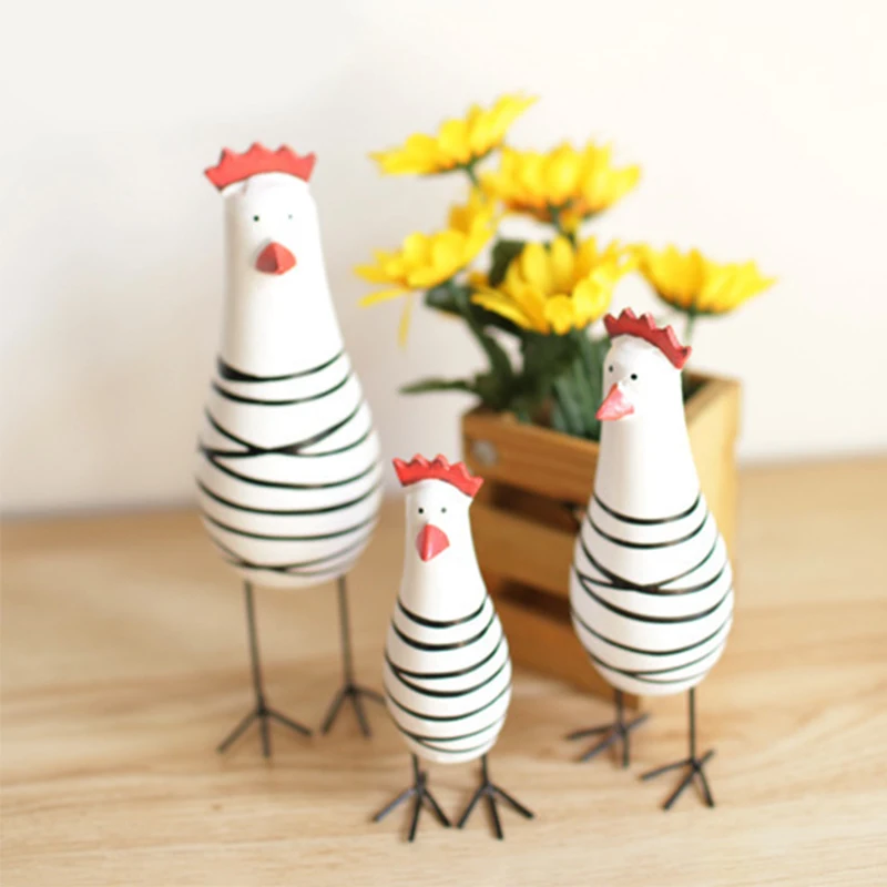 

3Pcs/Set Home Decorative Craft 3pcs Little Happy Chicken Family Set Wood Chicken Decoration Figurine Miniatures Ornaments Gift