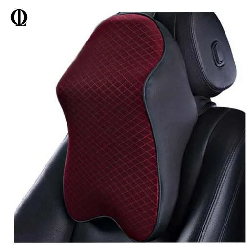 New Auto 3D Space Memory Foam Car Leather Neck Pillow Head Restraint Car Headrest Pillow Car Styling