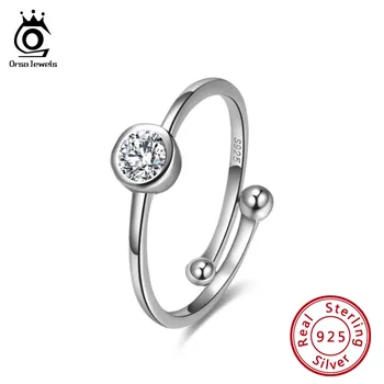 

ORSA JEWELS Real Women Adjustable 925 Sterling Silver Ring Blue Cubic Zircon Female Elegant Rings Trendy Jewelry For Party SR117