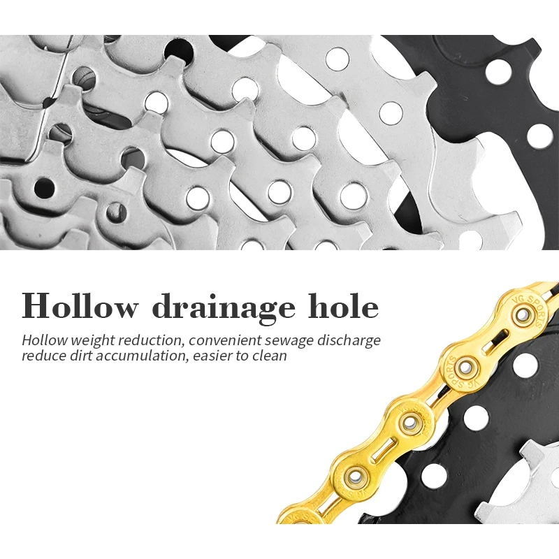 Excellent Vg Sports Ultralight 9 Speed Bicycle Chain Bike Chain Half Full Hollow 116L Mountain Mtb Road Bike Chains-Gold 4