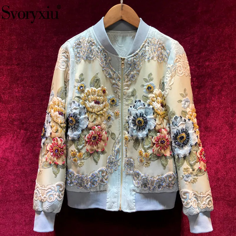 Diseñador Svoryxiu, hecho a medida, Otoño Invierno, prendas de vestir, chaquetas de mujer, Vintage, línea dorada, Jacquard con abalorios, Tops de lujo, chaquetas, abrigo|chaquetas básicas| - AliExpress