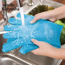 1 пара силиконовых термостойких перчаток многофункциональные перчатки для духовки перчатка для барбекю кухонные прихватки перчатки для приготовления пищи Толстая рукавица-прихватка