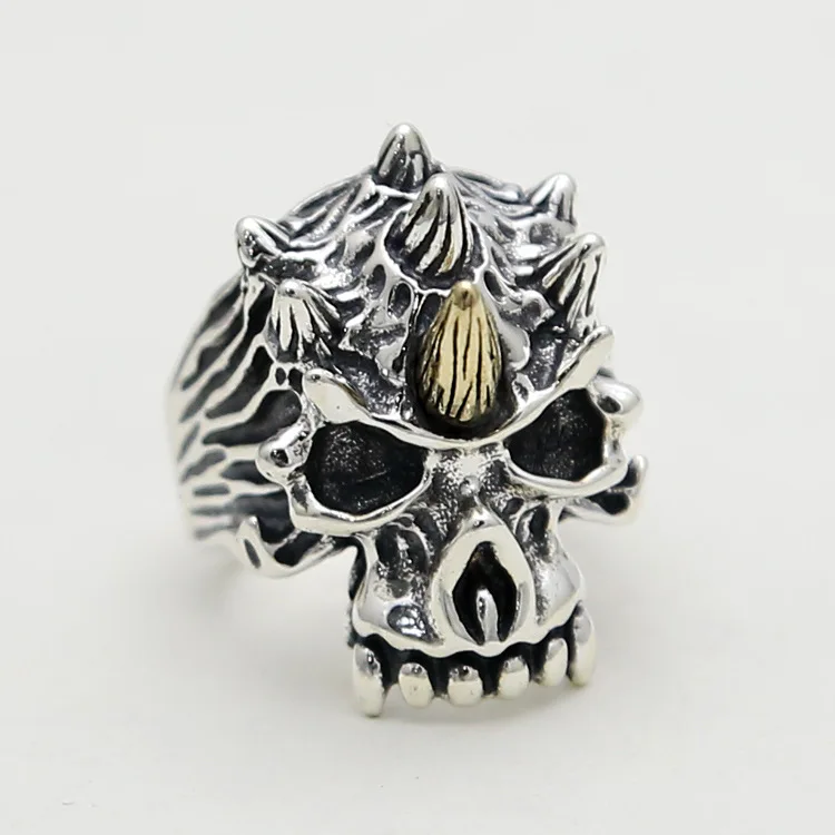 

New 925 Sterling Silver Punk hot popular Opening Rings skull For Man Hip pop/Rock