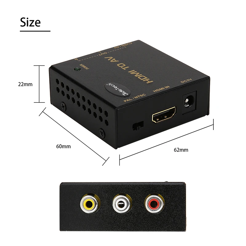 Mini HDMI К AV Video Converter Видео Поддержка 1080 P 3D для ПК чехол ноутбука PS4 PS3 ТВ STB VHS VCR Камера