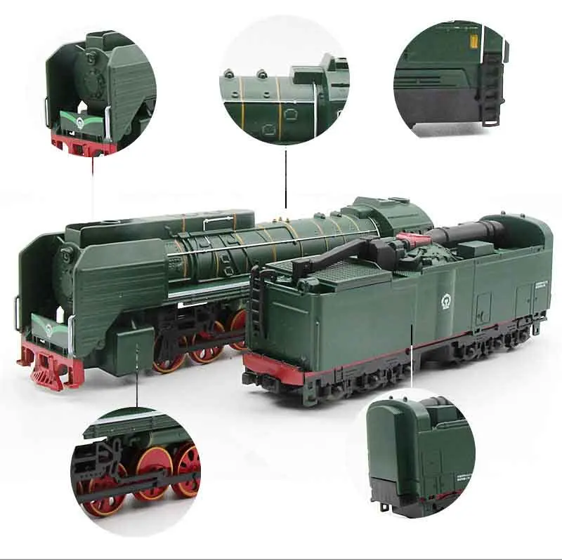 Dongfeng Ретро паровой поезд дизельный локомотив сплав модель детский звук и светильник Сплав Вытяните назад паровой набор игрушек-поезд